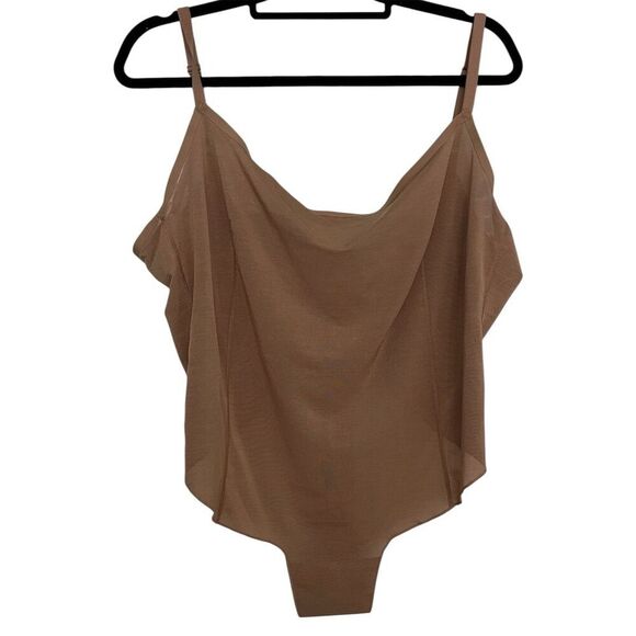 Skims Women's Sheer Mesh Thong Bodysuit Cocoa Brown Size 4X Plus - Picture 1 of 4